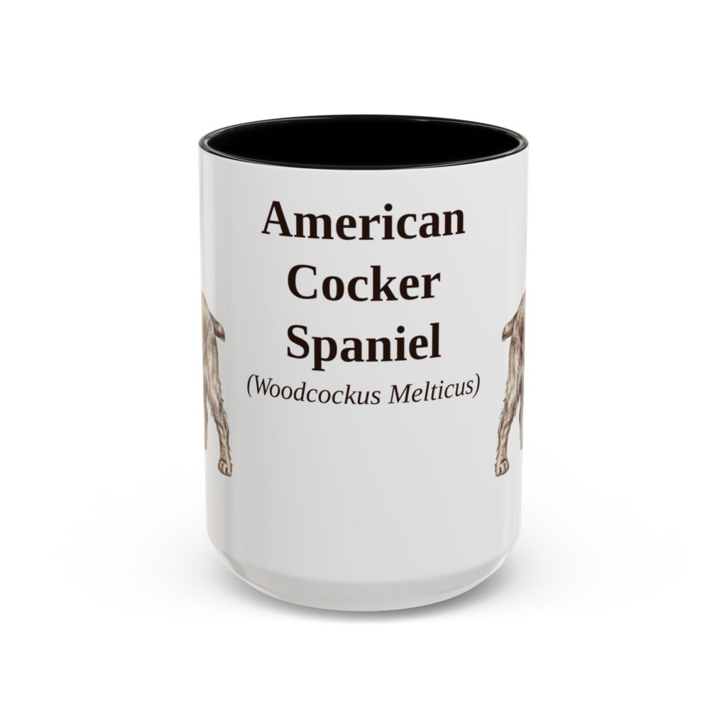 15oz American Cocker Spaniel Latin Mug, Vintage Dog Coffee Mug, Dog Lover Gift