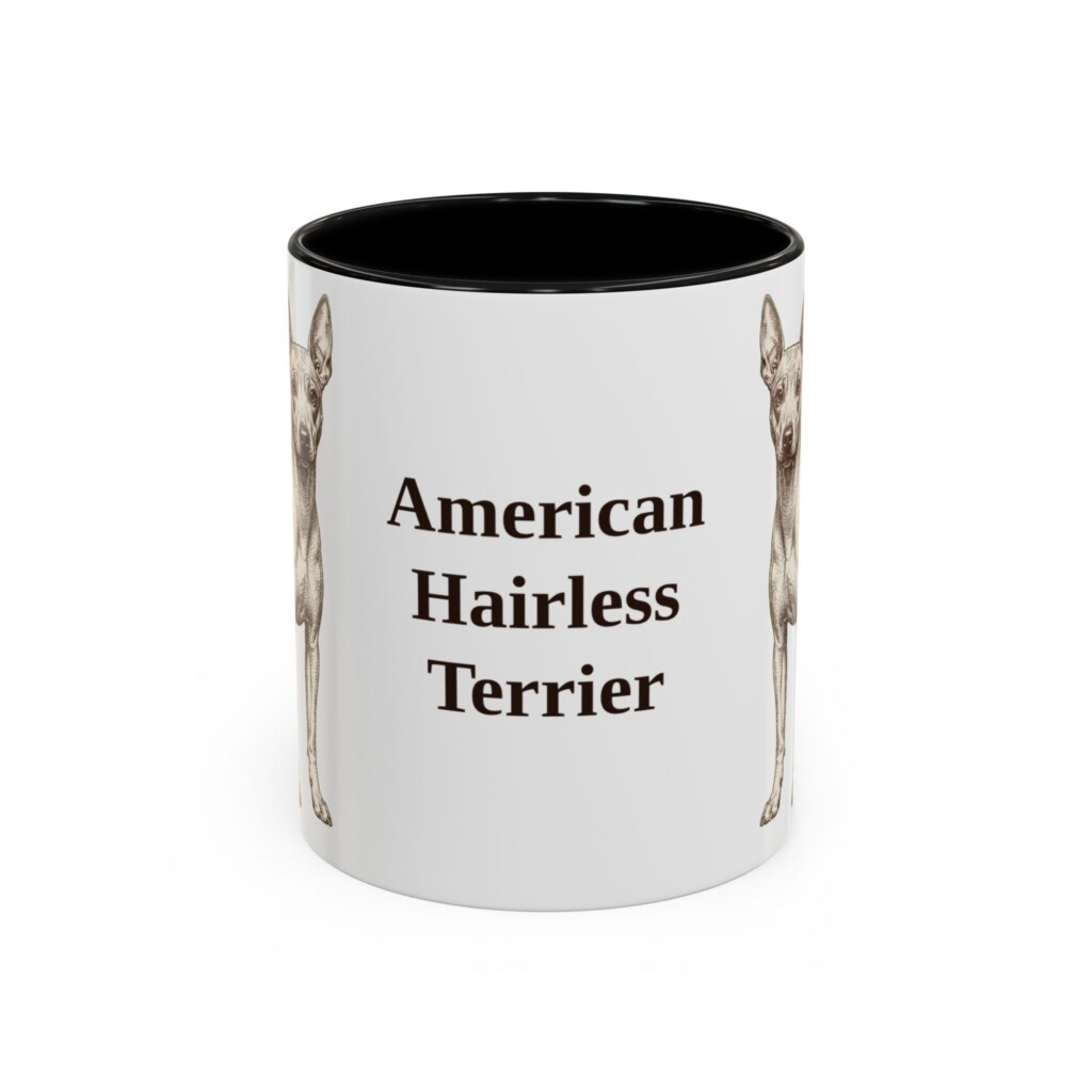 11oz American Hairless Terrier Mug, Vintage Dog Portrait Coffee Mug, Dog Lover Gift