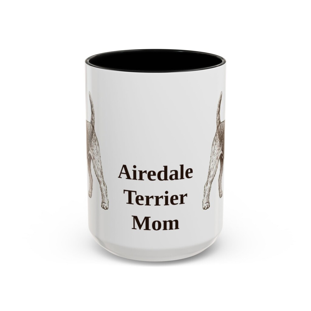 15oz Airedale Terrier Dog Mom Mug, Vintage Sketch Coffee Mug, Dog Mom Gift