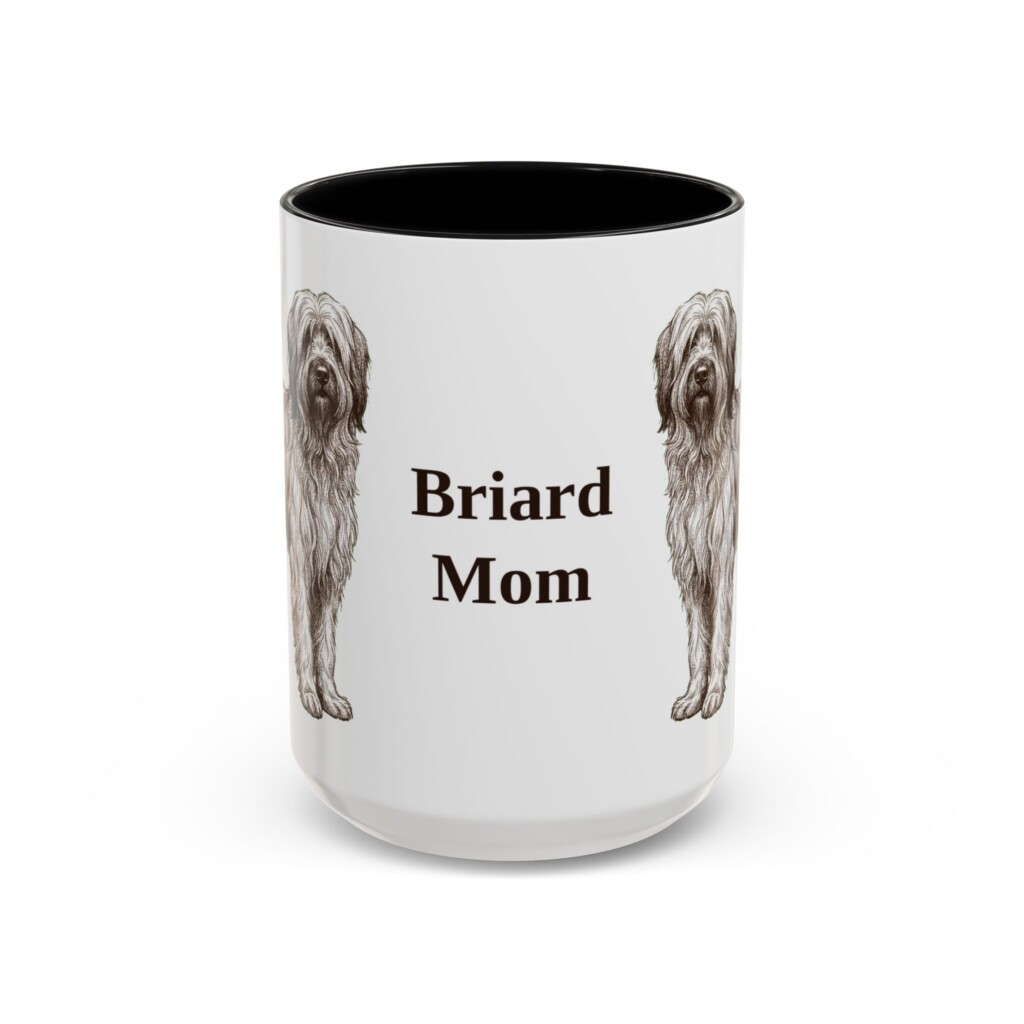 15oz Briard Dog Mom Mug, Vintage Sketch Coffee Mug, Dog Mom Gift