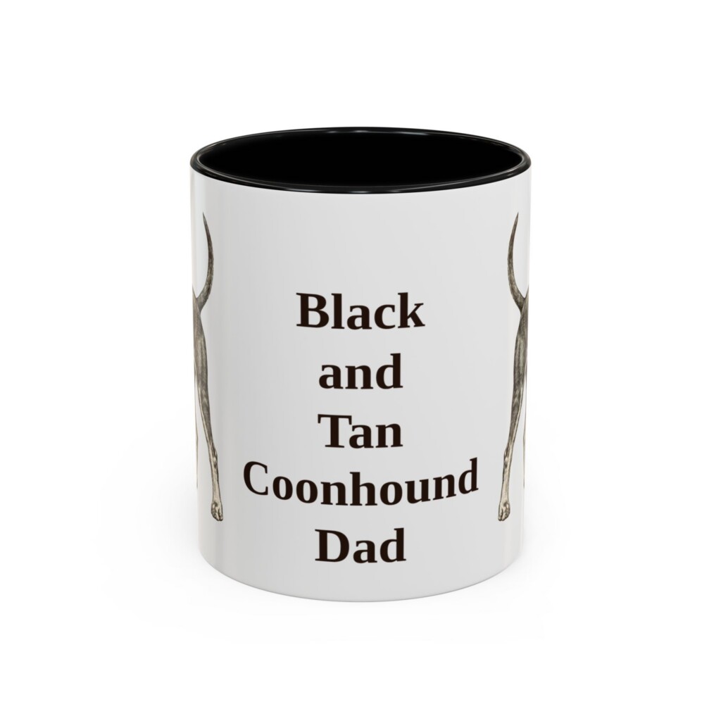 11oz Black and Tan Coonhound Dog Dad Mug, Vintage Sketch Coffee Mug, Dog Dad Gift