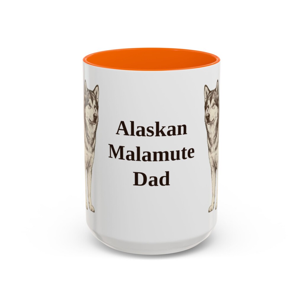 15oz Alaskan Malamute Dog Dad Mug, Vintage Sketch Coffee Mug, Dog Dad Gift