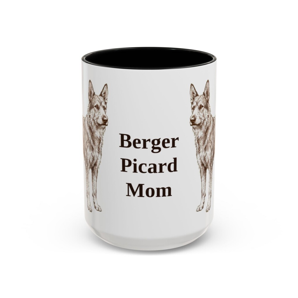8966300488985614585_2048.jpeg 15oz Berger Picard Dog Mom Mug, Vintage Sketch Coffee Mug, Dog Mom Gift