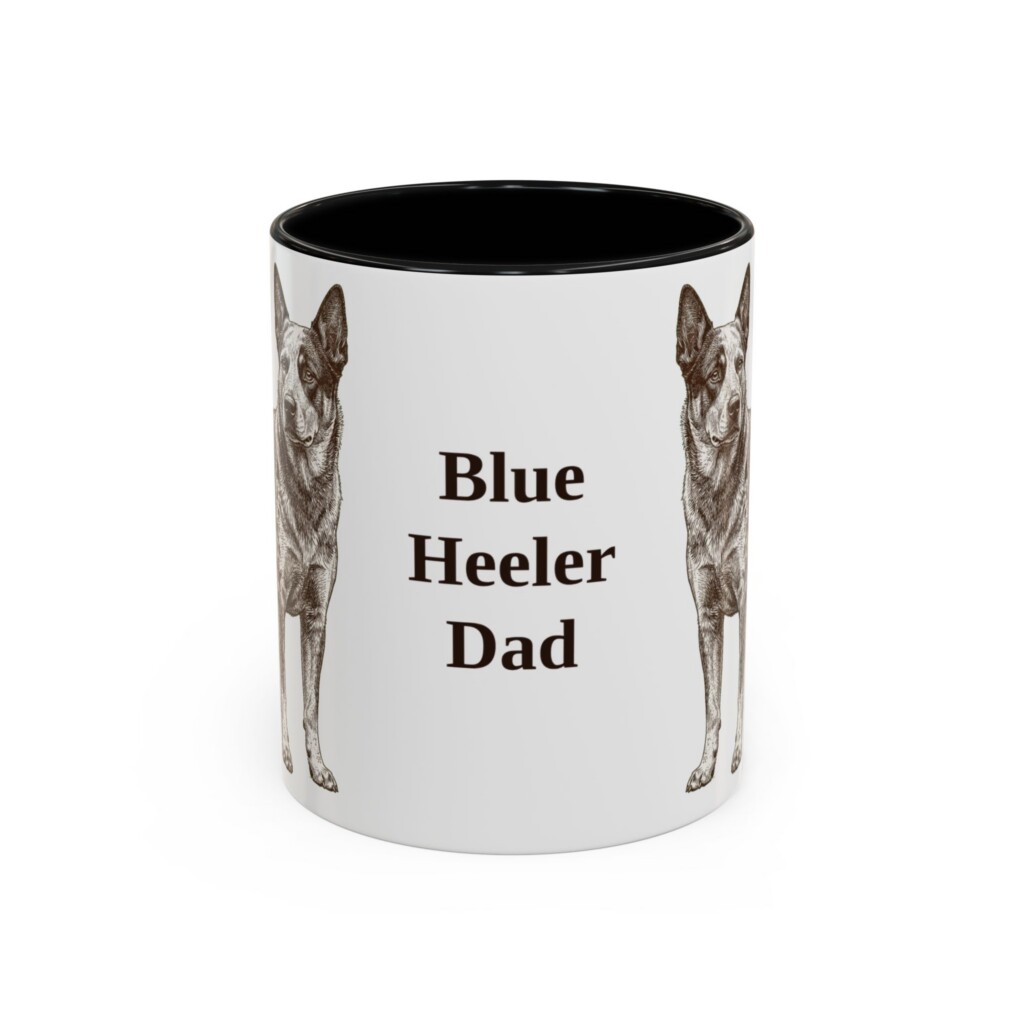 11oz Blue Heeler Dog Dad Mug, Vintage Sketch Coffee Mug, Dog Dad Gift