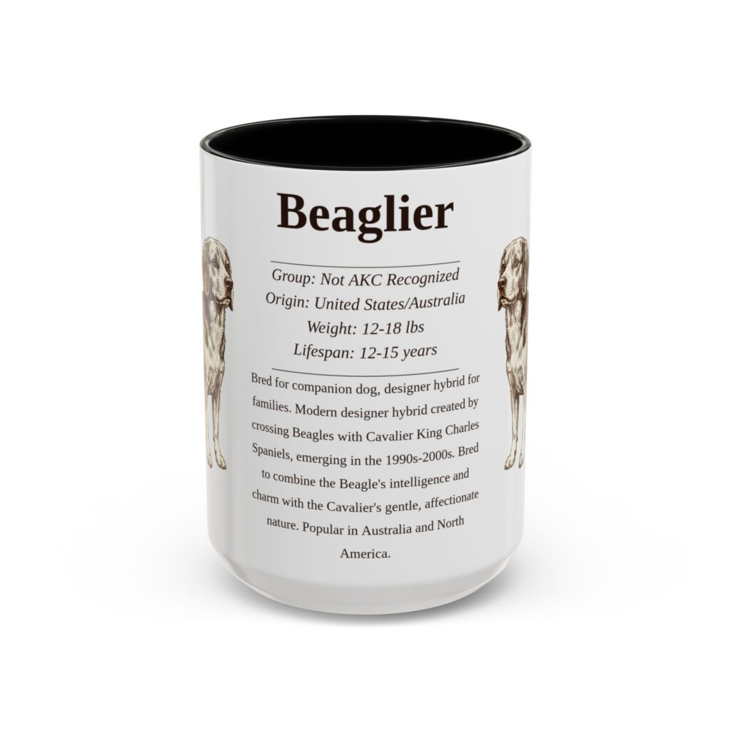 9151581501127437116_2048.jpeg 15oz Beaglier Mug, Illustrated Dog Breed Facts Coffee Mug, Vintage Dog Keepsake Gift