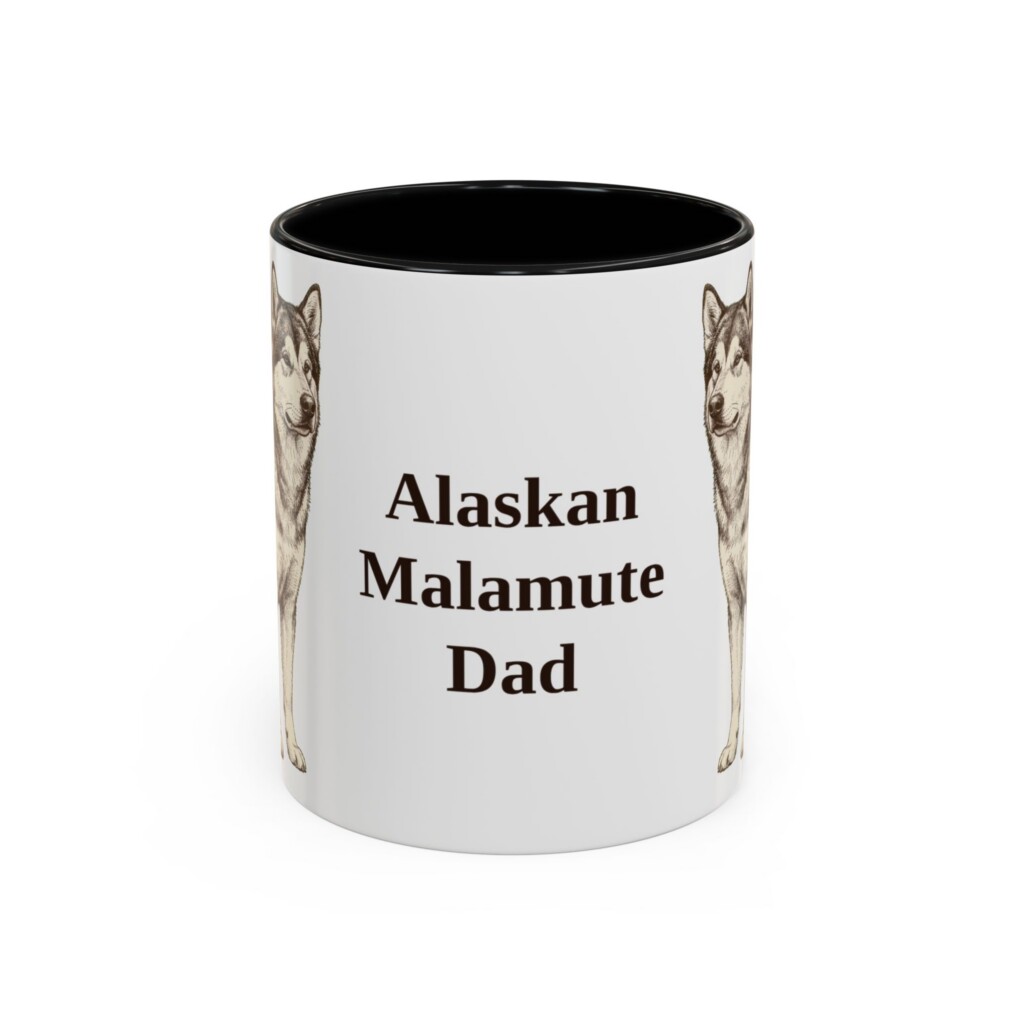 11oz Alaskan Malamute Dog Dad Mug, Vintage Sketch Coffee Mug, Dog Dad Gift