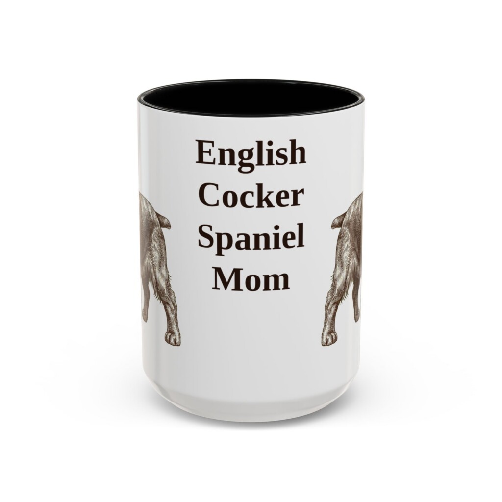 15oz English Cocker Spaniel Dog Mom Mug, Vintage Sketch Coffee Mug, Dog Mom Gift