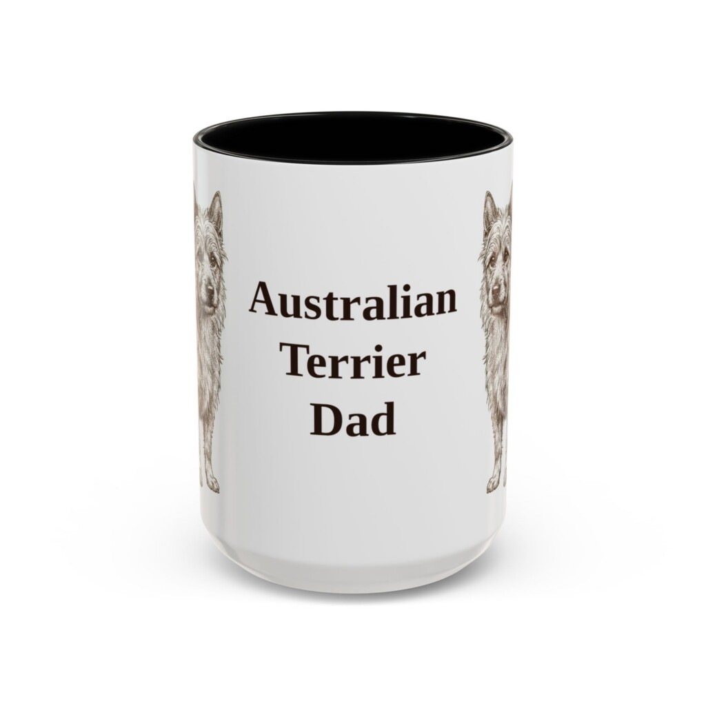 15oz Australian Terrier Dog Dad Mug, Vintage Sketch Coffee Mug, Dog Dad Gift