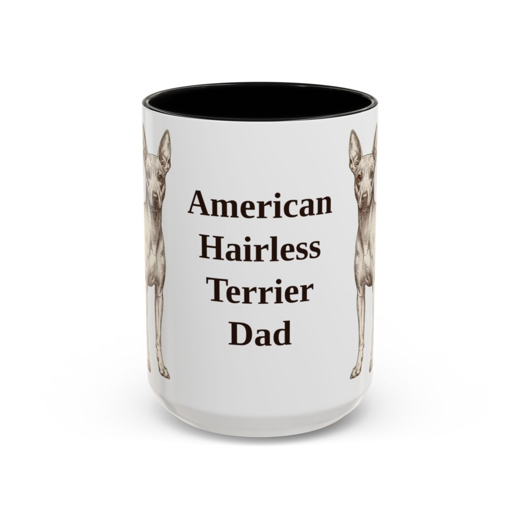 9382143390149629209_2048.jpeg 15oz American Hairless Terrier Dog Dad Mug, Vintage Sketch Coffee Mug, Dog Dad Gift