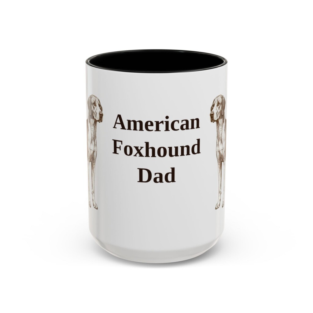 15oz American Foxhound Dog Dad Mug, Vintage Sketch Coffee Mug, Dog Dad Gift