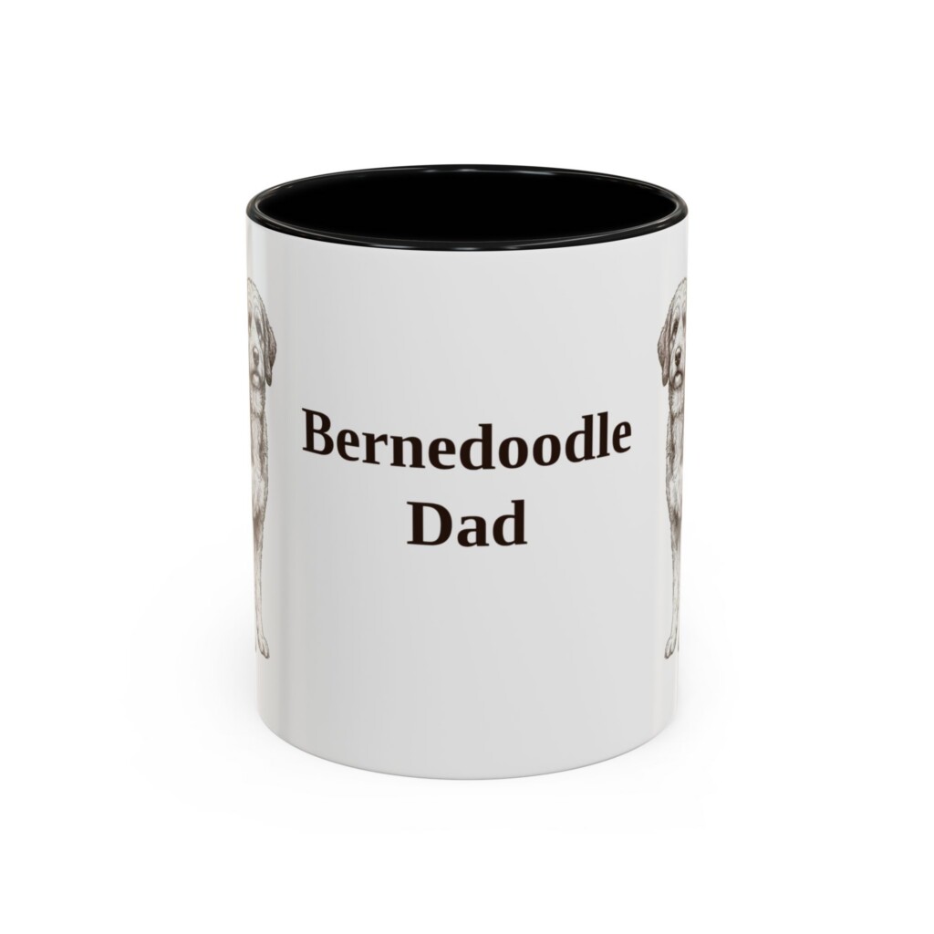 11oz Bernedoodle Dog Dad Mug, Vintage Sketch Coffee Mug, Dog Dad Gift