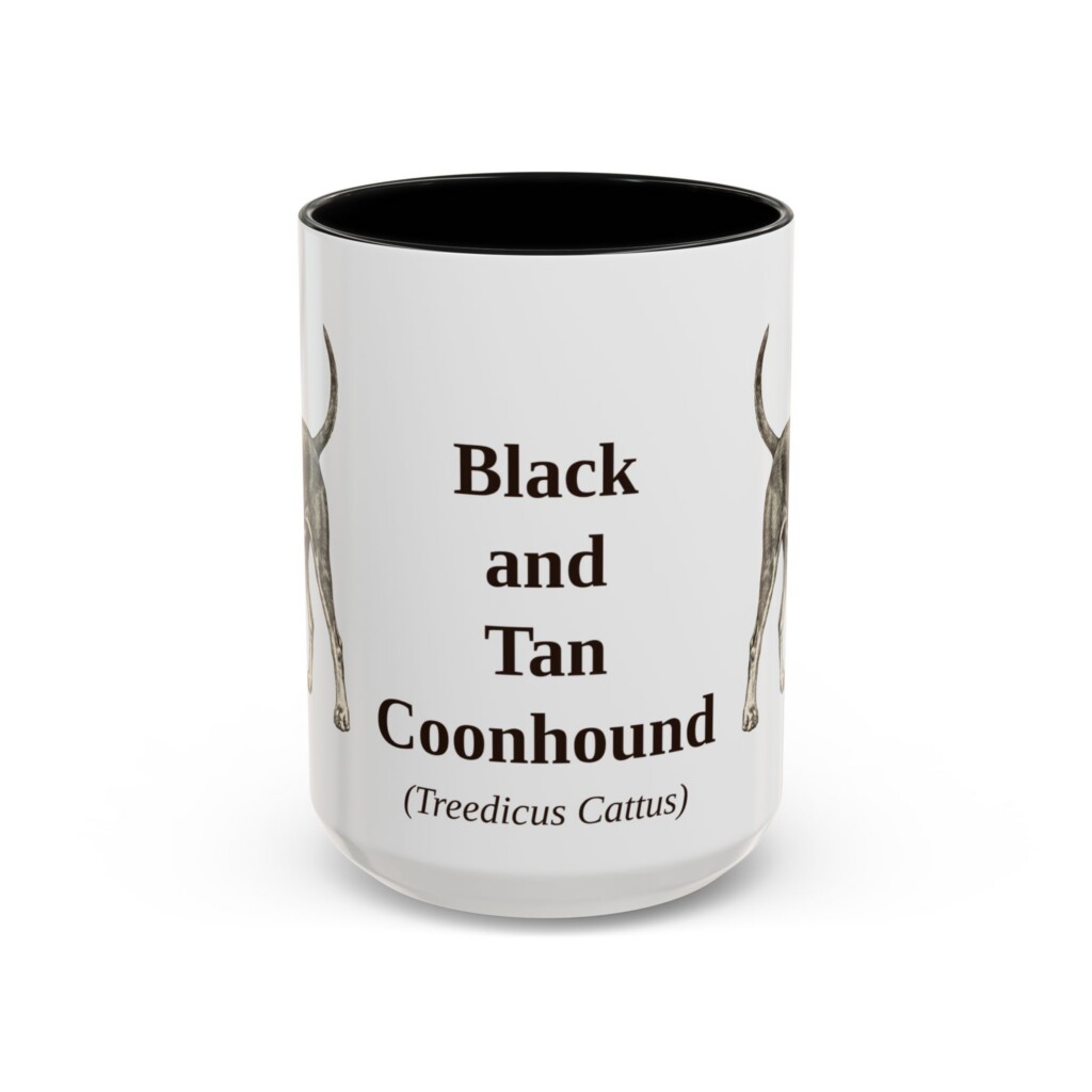 15oz Black and Tan Coonhound Latin Mug, Vintage Dog Coffee Mug, Dog Lover Gift