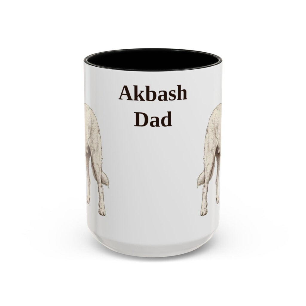15oz Akbash Dog Dad Mug, Vintage Sketch Coffee Mug, Dog Dad Gift