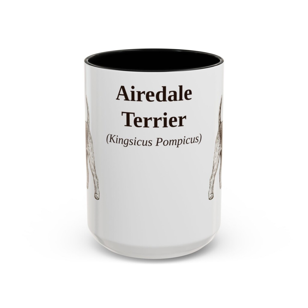15oz Airedale Terrier Latin Mug, Vintage Dog Coffee Mug, Dog Lover Gift