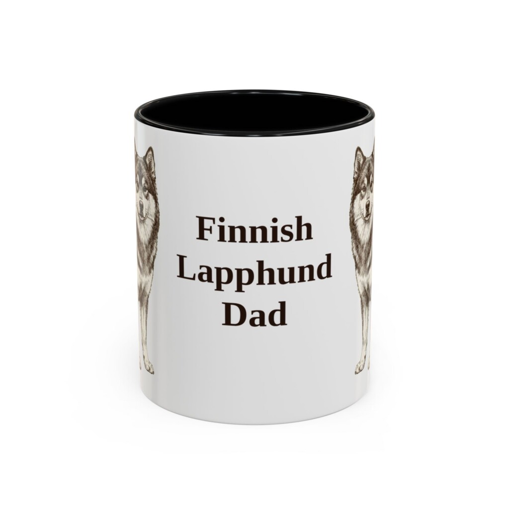 11oz Finnish Lapphund Dog Dad Mug, Vintage Sketch Coffee Mug, Dog Dad Gift