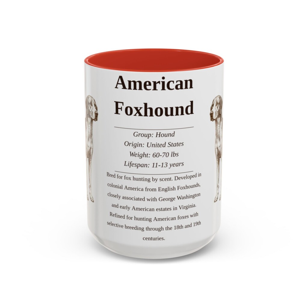 958409776856160922_2048-1.jpeg 15oz American Foxhound Mug, Illustrated Dog Breed Facts Coffee Mug, Vintage Dog Keepsake Gift
