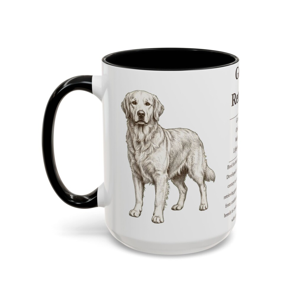 9626810259303472491_2048.jpeg 15oz Golden Retriever Mug, Illustrated Dog Breed Facts Coffee Mug, Vintage Dog Keepsake Gift