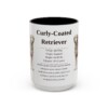 15oz Curly-Coated Retriever Mug, Illustrated Dog Breed Facts Coffee Mug, Vintage Dog Keepsake Gift