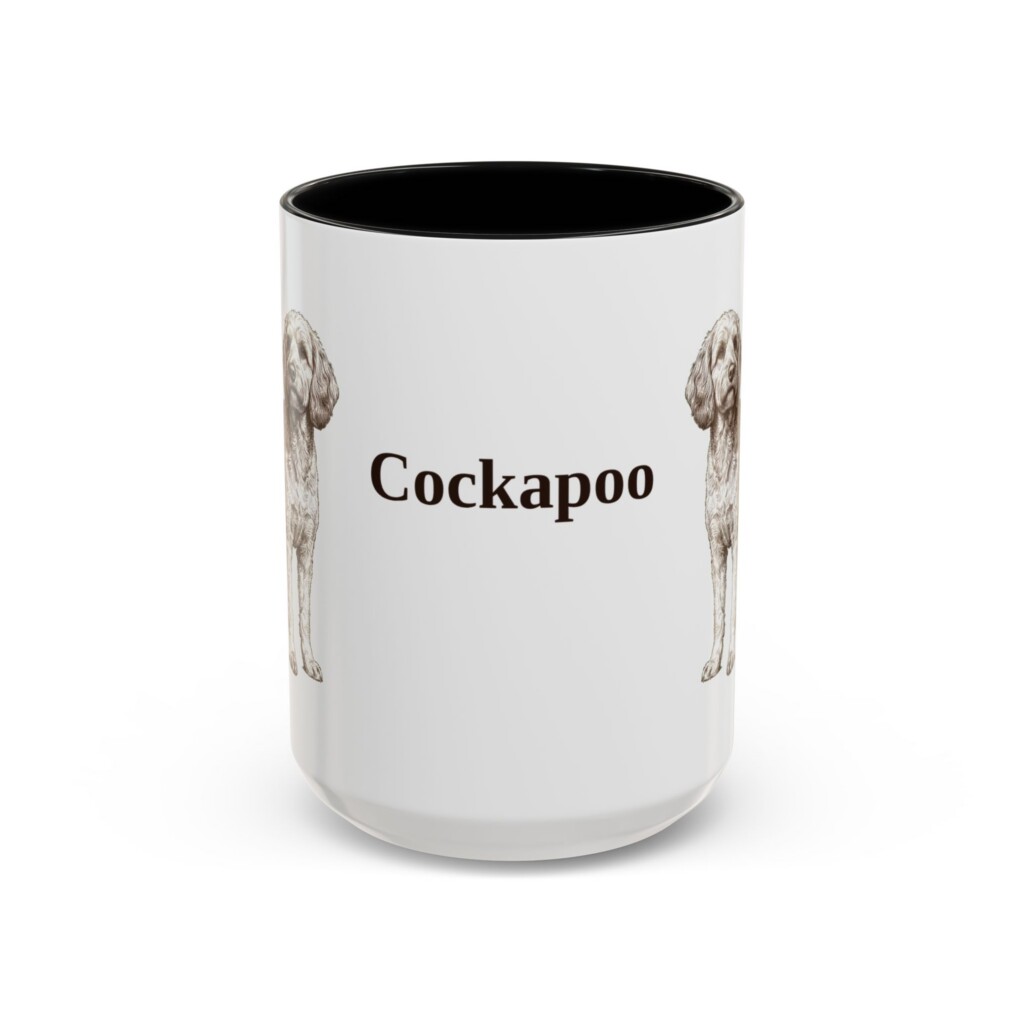 15oz Cockapoo Mug, Vintage Dog Portrait Coffee Mug, Dog Lover Gift
