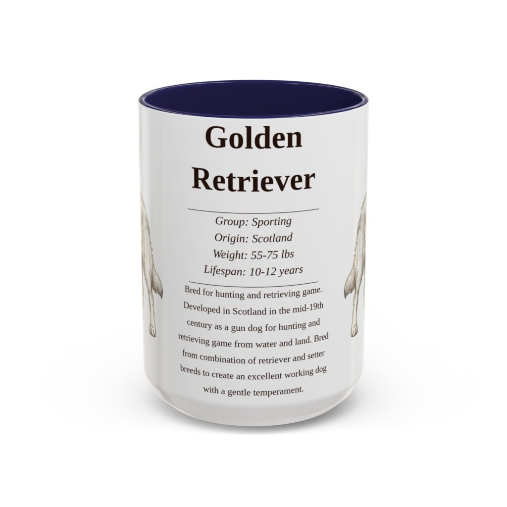 9913992917853149924_2048.jpeg 15oz Golden Retriever Mug, Illustrated Dog Breed Facts Coffee Mug, Vintage Dog Keepsake Gift
