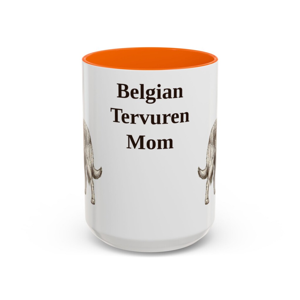 15oz Belgian Tervuren Dog Mom Mug, Vintage Sketch Coffee Mug, Dog Mom Gift