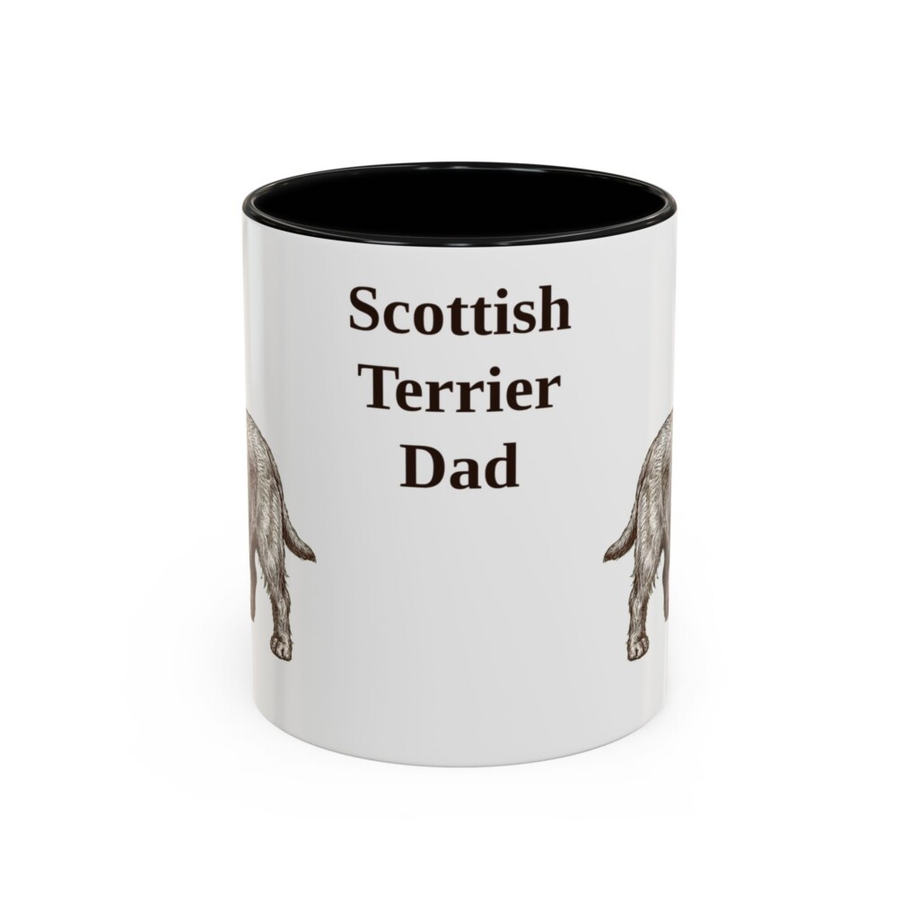 11oz Scottish Terrier Dog Dad Mug, Vintage Sketch Coffee Mug, Dog Dad Gift