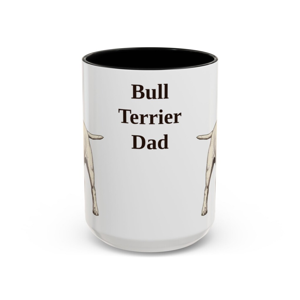 15oz Bull Terrier Dog Dad Mug, Vintage Sketch Coffee Mug, Dog Dad Gift