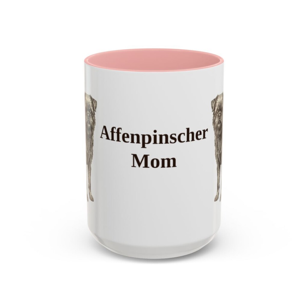 affenpinscher-mug-mom-pink-3 15oz Affenpinscher Dog Mom Mug, Vintage Sketch Coffee Mug, Dog Mom Gift