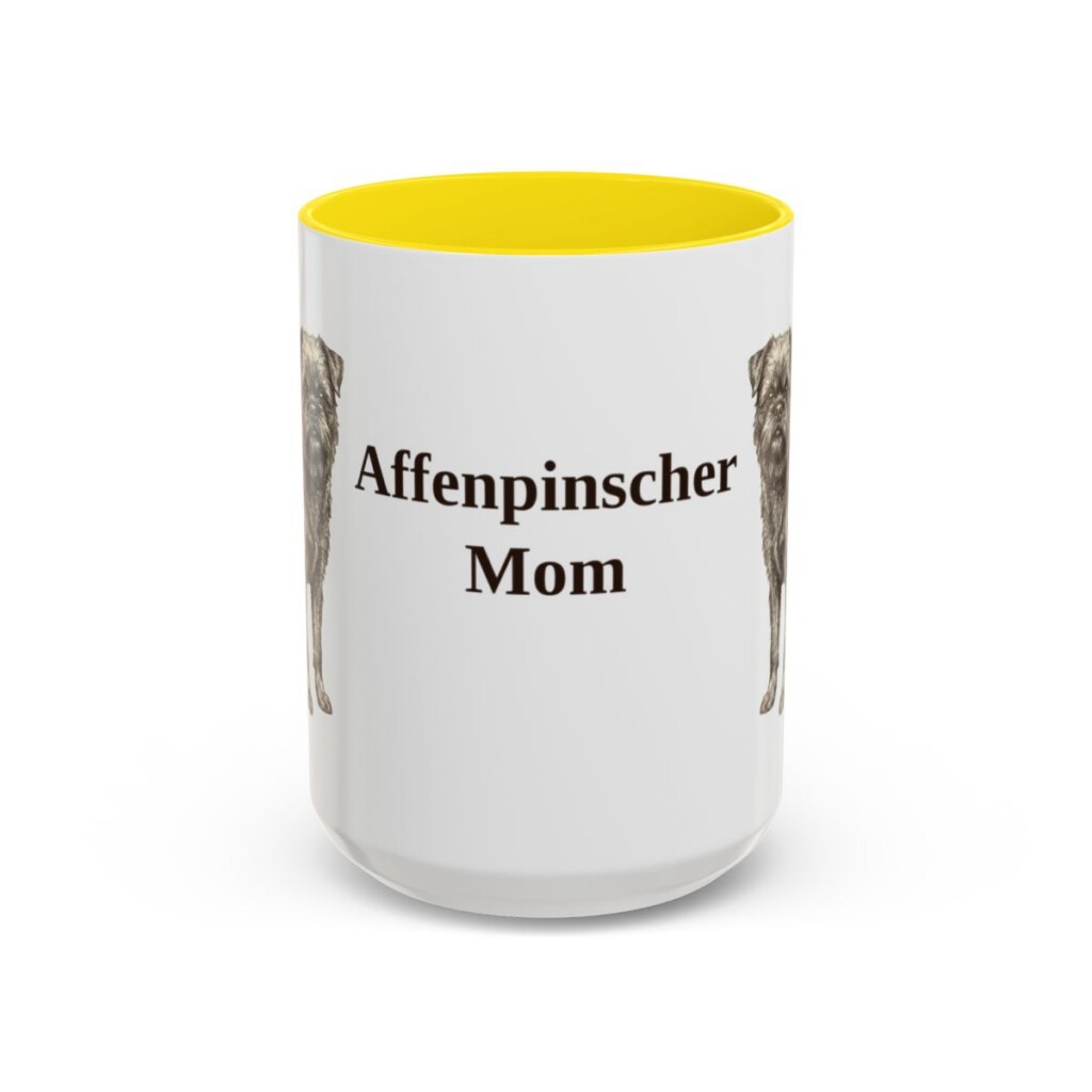 affenpinscher-mug-mom-yellow-3 15oz Affenpinscher Dog Mom Mug, Vintage Sketch Coffee Mug, Dog Mom Gift