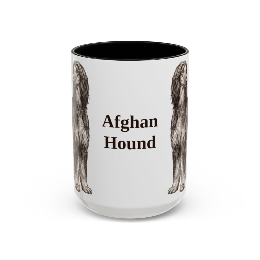 15oz Afghan Hound Mug, Vintage Dog Portrait Coffee Mug, Dog Lover Gift