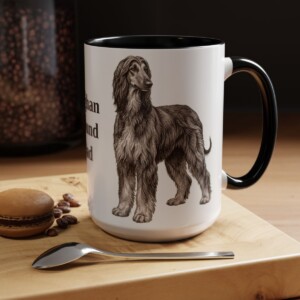 15oz Afghan Hound Dog Dad Mug, Vintage Sketch Coffee Mug, Dog Dad Gift