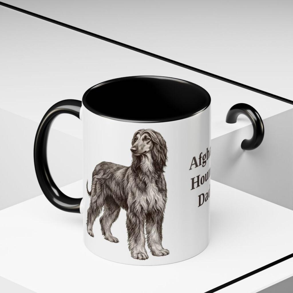 11oz Afghan Hound Dog Dad Mug, Vintage Sketch Coffee Mug, Dog Dad Gift