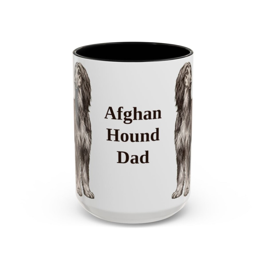 15oz Afghan Hound Dog Dad Mug, Vintage Sketch Coffee Mug, Dog Dad Gift