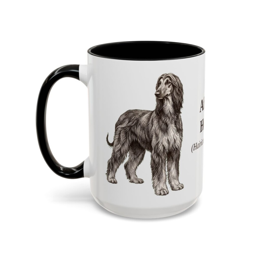 afghan-hound-mug-latin-black-left-3 15oz Afghan Hound Latin Mug, Afghan Hound, Vintage Dog Coffee Mug, Dog Lover Gift