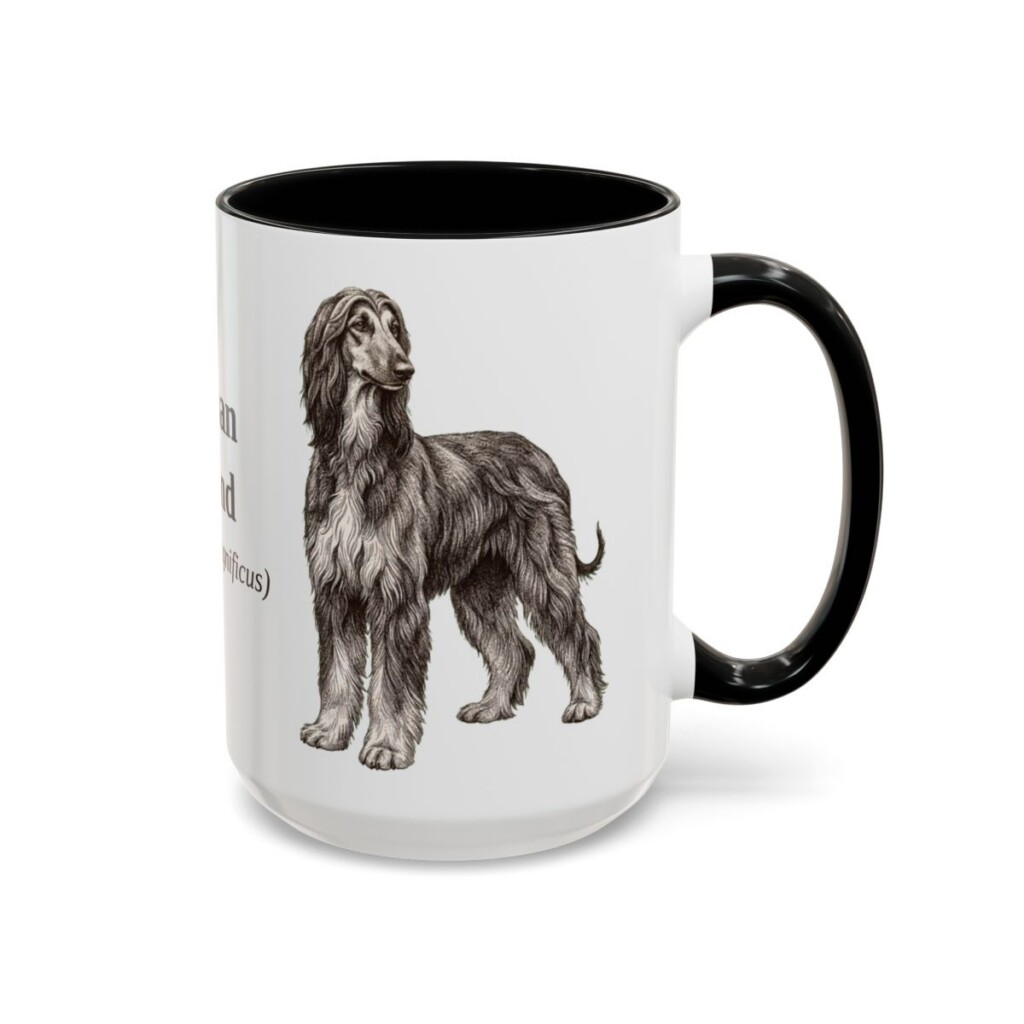 afghan-hound-mug-latin-black-right-3 15oz Afghan Hound Latin Mug, Afghan Hound, Vintage Dog Coffee Mug, Dog Lover Gift