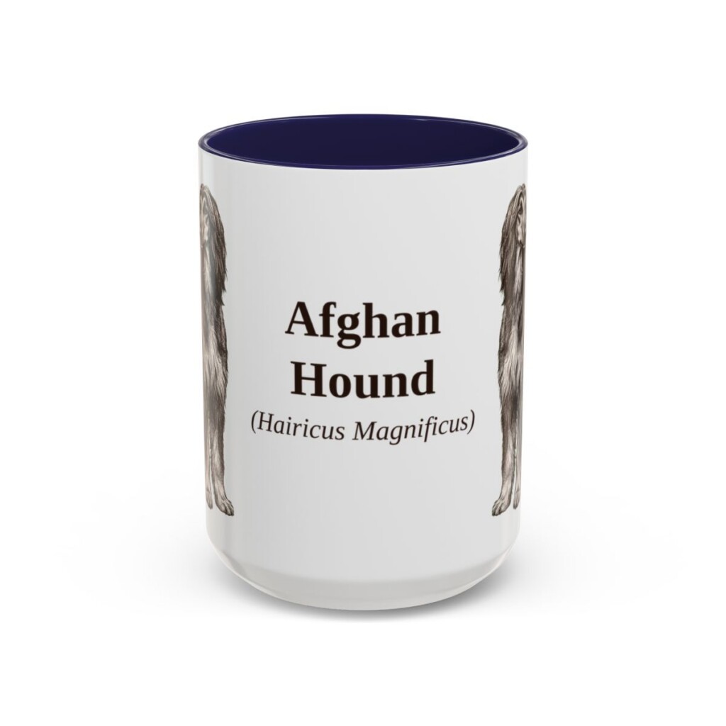 afghan-hound-mug-latin-navy-3 15oz Afghan Hound Latin Mug, Afghan Hound, Vintage Dog Coffee Mug, Dog Lover Gift