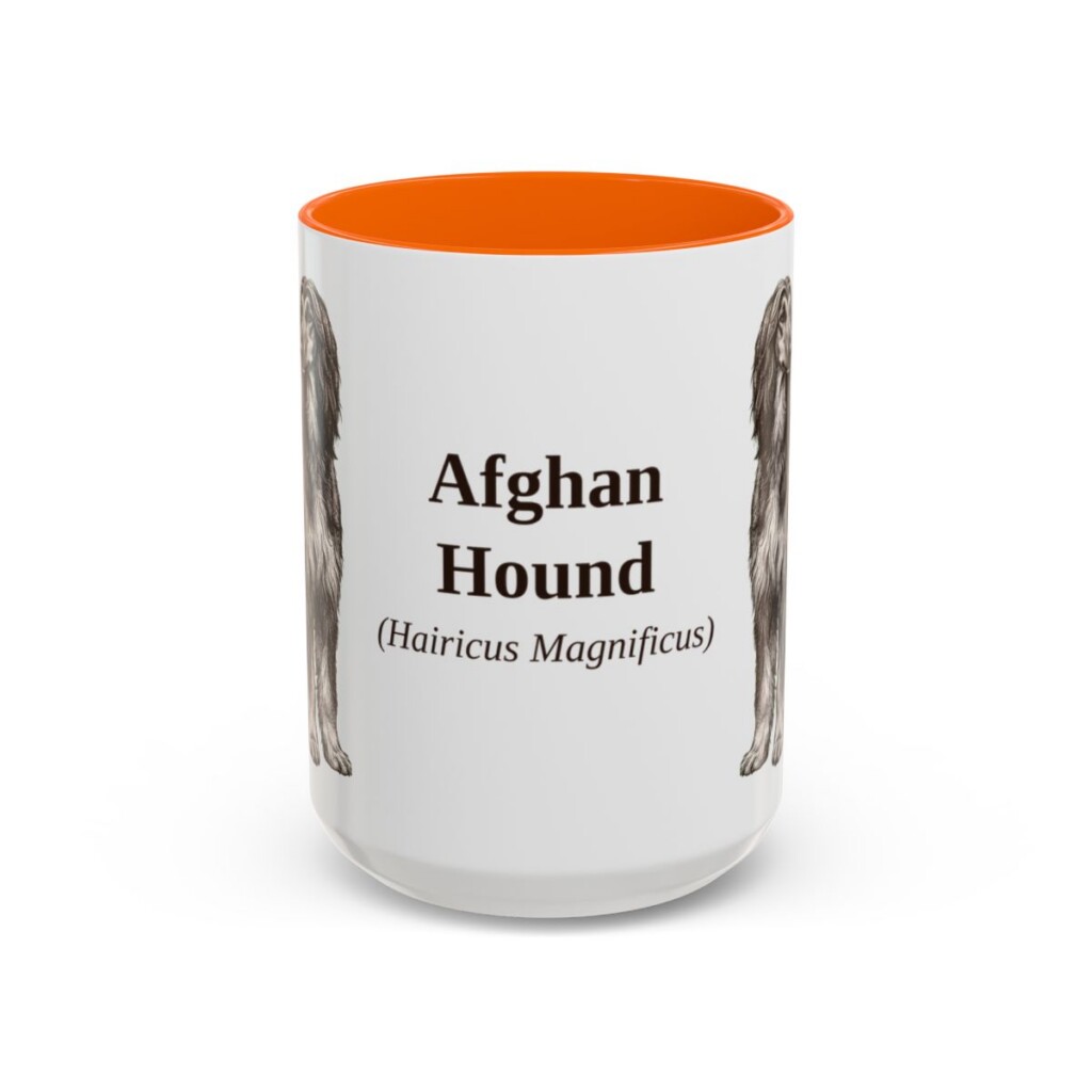 afghan-hound-mug-latin-orange-3 15oz Afghan Hound Latin Mug, Afghan Hound, Vintage Dog Coffee Mug, Dog Lover Gift
