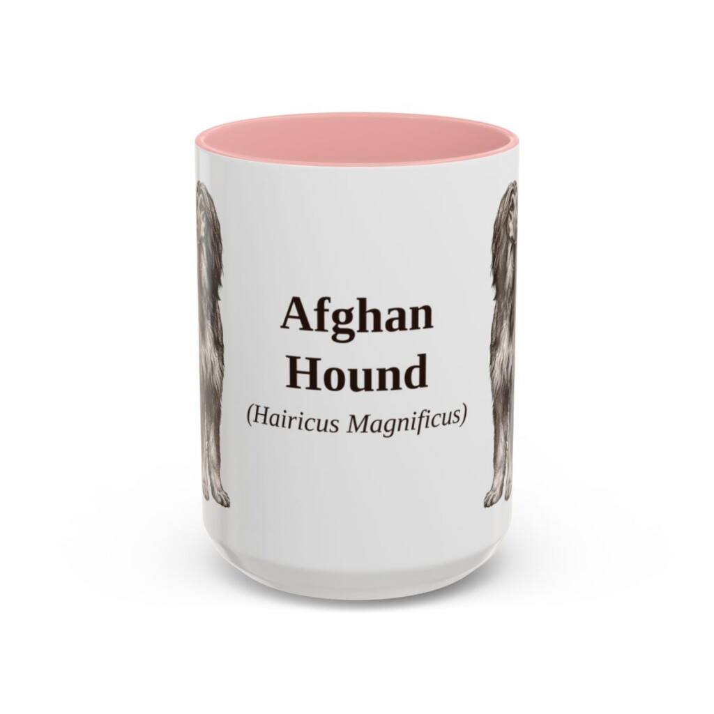 afghan-hound-mug-latin-pink-3 15oz Afghan Hound Latin Mug, Afghan Hound, Vintage Dog Coffee Mug, Dog Lover Gift