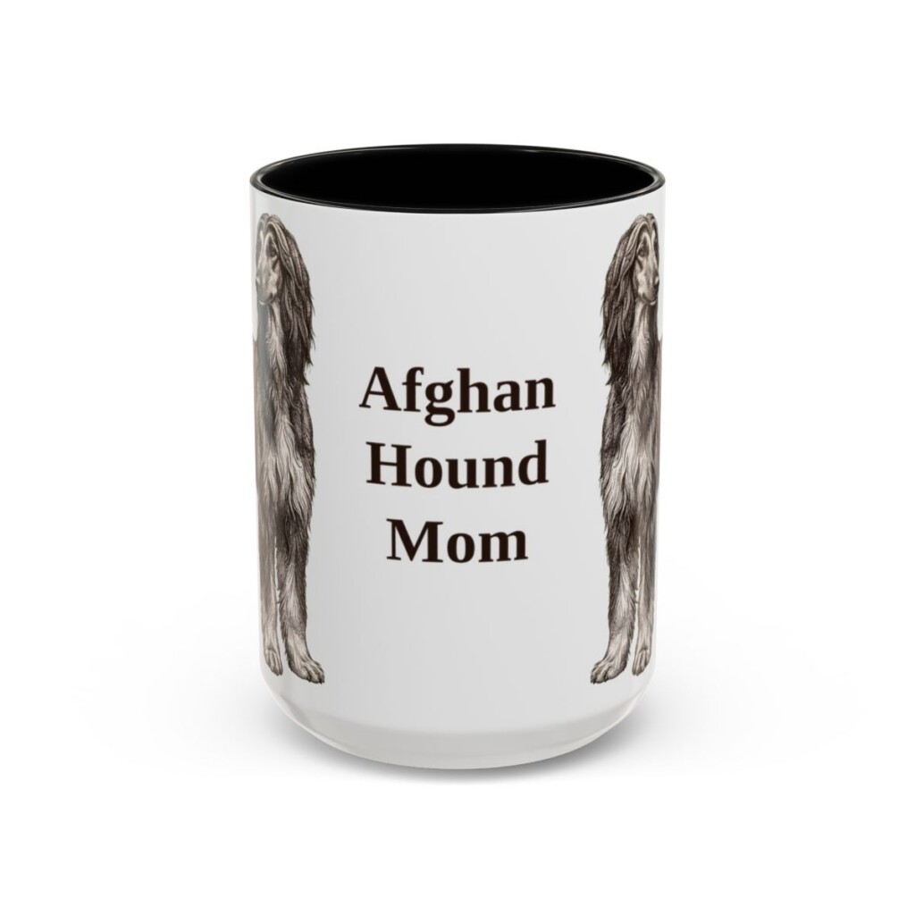 15oz Afghan Hound Dog Mom Mug, Vintage Sketch Coffee Mug, Dog Mom Gift