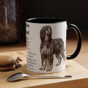 11oz Afghan Hound Mug, Illustrated Dog Breed Facts Coffee Mug, Vintage Dog Keepsake Gift