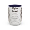 afghan-hound-mug-writeup-navy-3 15oz Afghan Hound Mug, Illustrated Dog Breed Facts Coffee Mug, Vintage Dog Keepsake Gift