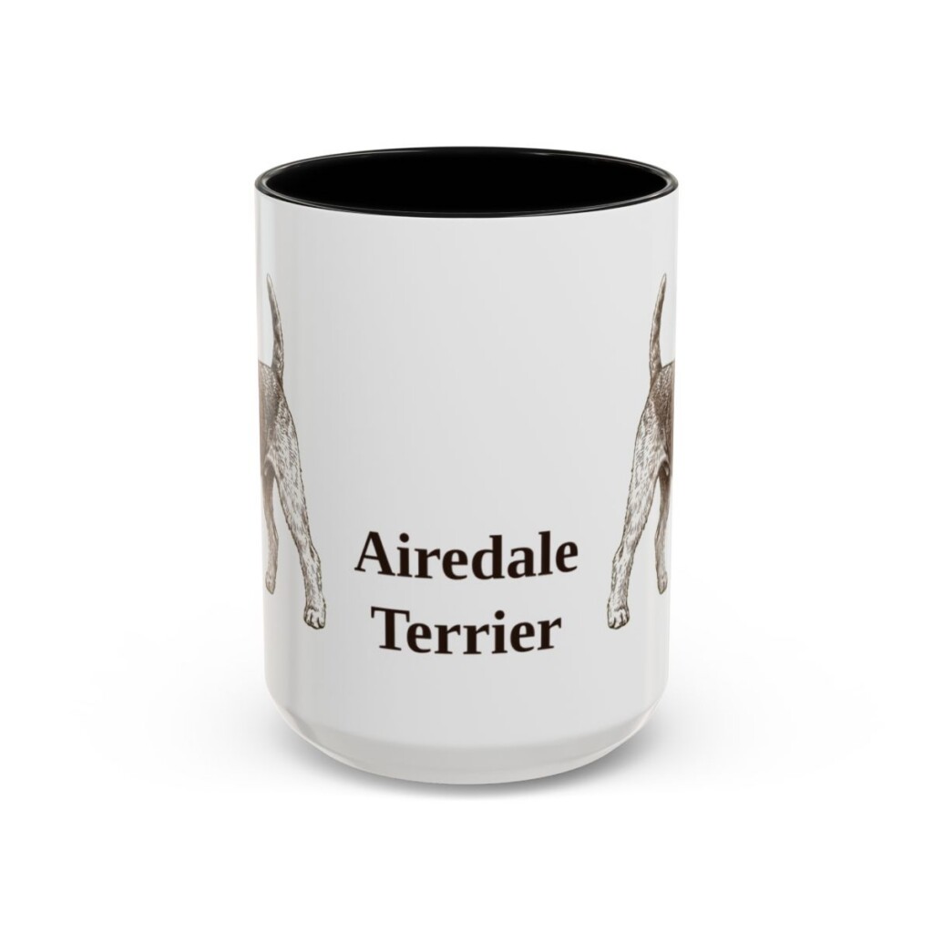 15oz Airedale Terrier Mug, Vintage Dog Portrait Coffee Mug, Dog Lover Gift