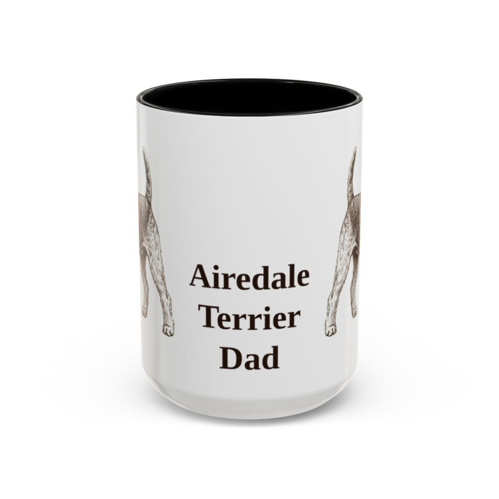 15oz Airedale Terrier Dog Dad Mug, Vintage Sketch Coffee Mug, Dog Dad Gift
