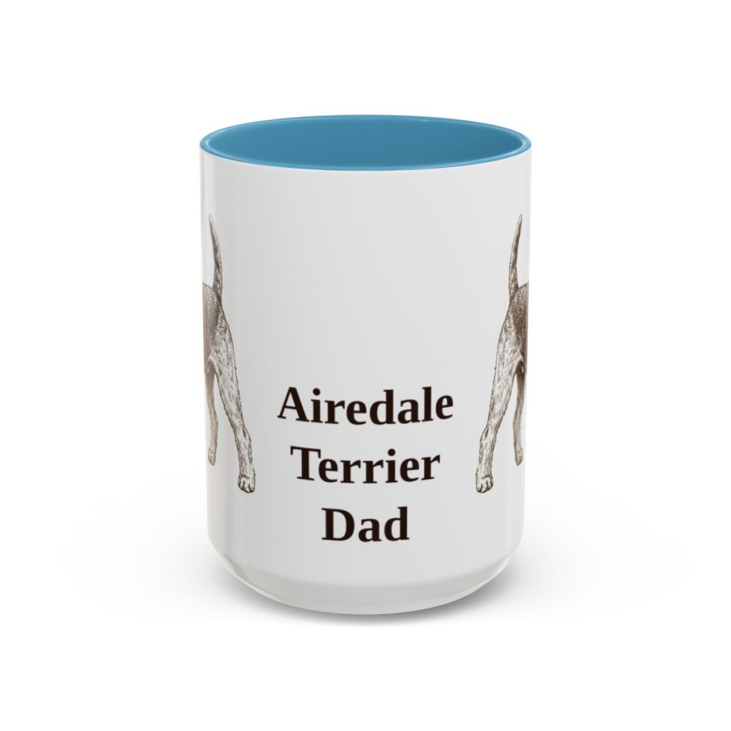 15oz Airedale Terrier Dog Dad Mug, Vintage Sketch Coffee Mug, Dog Dad Gift