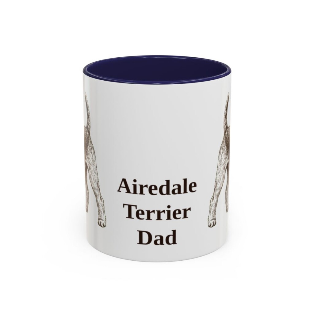 11oz Airedale Terrier Dog Dad Mug, Vintage Sketch Coffee Mug, Dog Dad Gift