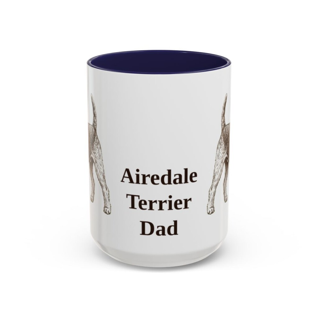 15oz Airedale Terrier Dog Dad Mug, Vintage Sketch Coffee Mug, Dog Dad Gift