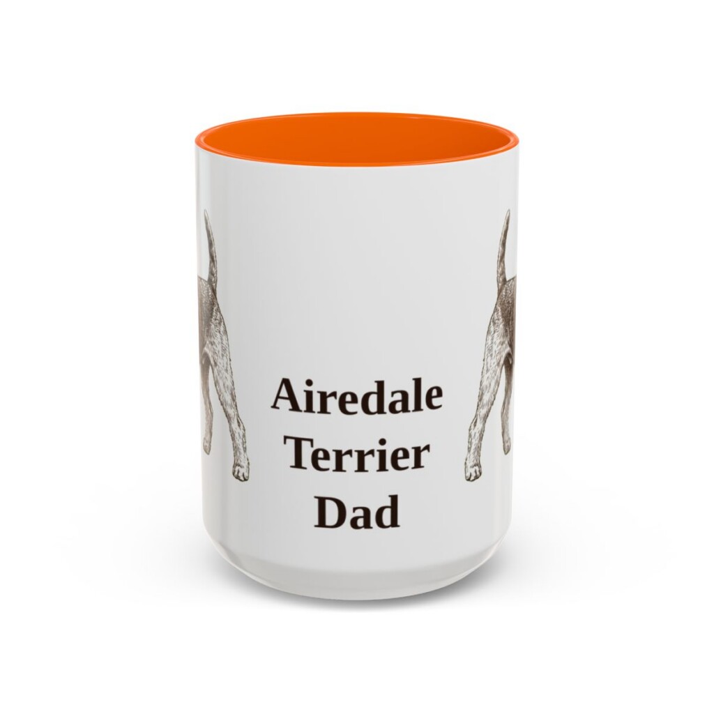 15oz Airedale Terrier Dog Dad Mug, Vintage Sketch Coffee Mug, Dog Dad Gift