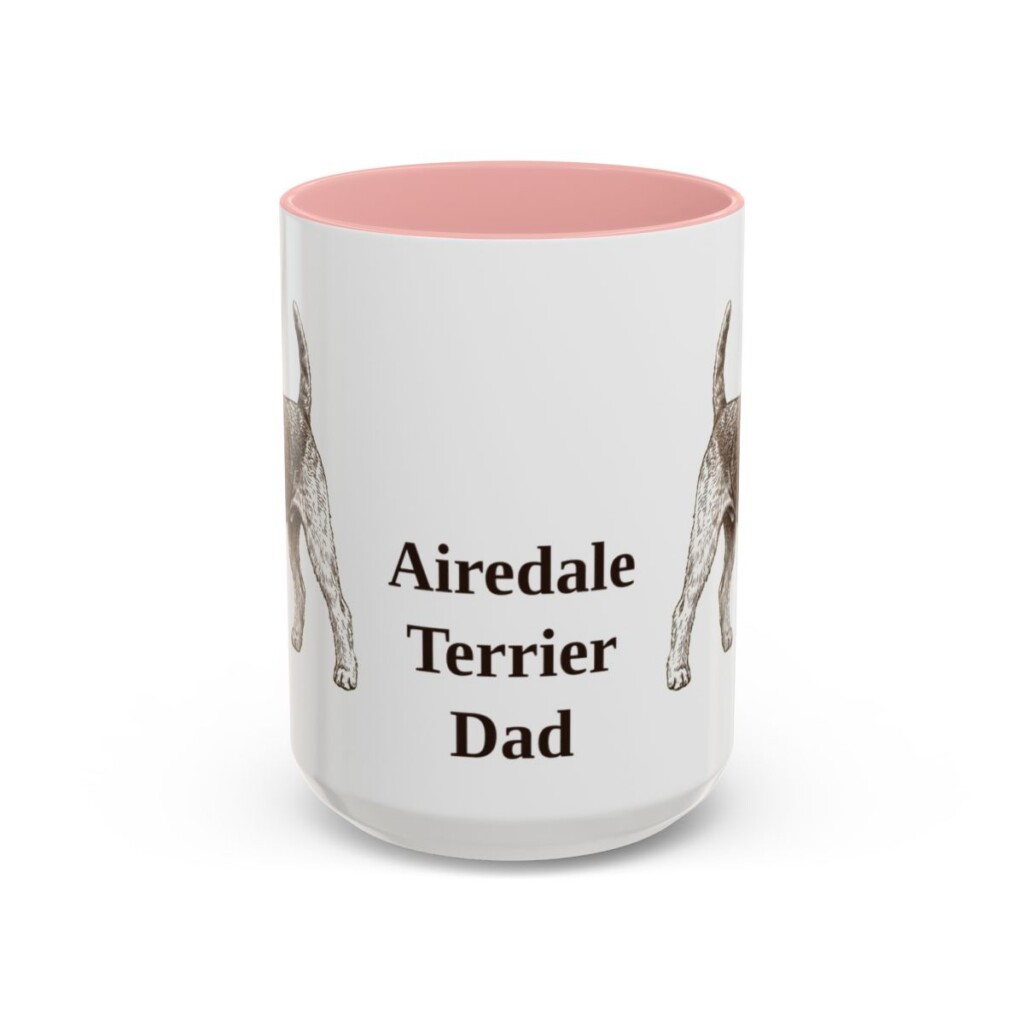 15oz Airedale Terrier Dog Dad Mug, Vintage Sketch Coffee Mug, Dog Dad Gift