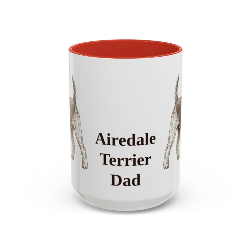 15oz Airedale Terrier Dog Dad Mug, Vintage Sketch Coffee Mug, Dog Dad Gift