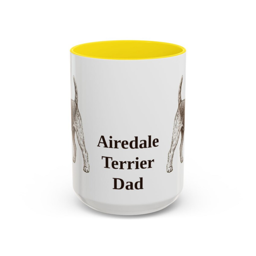15oz Airedale Terrier Dog Dad Mug, Vintage Sketch Coffee Mug, Dog Dad Gift